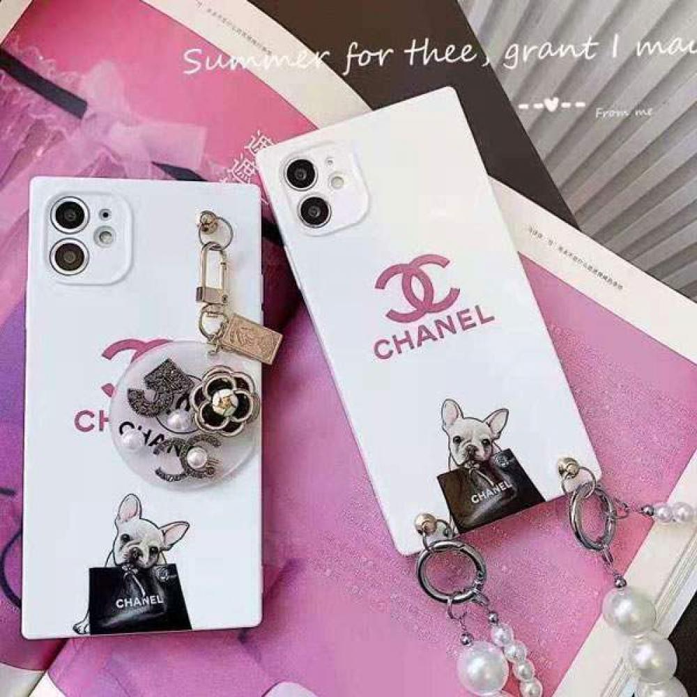 Chanel Iphone 13 Pro Max Case Keychain With Pearl Chain Iphone 13 Pro Case Square Type Iphone 12 12 Pro 12 Pro Max Case Supre Cover