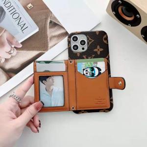 Louis Vuitton leather wallet card slot case For iPhone 11 12 13 14
