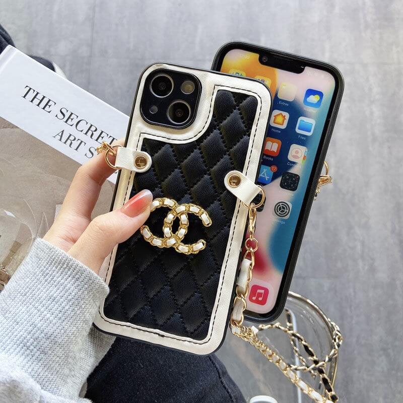 chanel iphone 14plus/14/14pro max leather case coque handyhülle