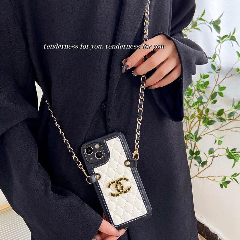 Chanel Iphone 14 13 Pro Max Leather Strap Iphone 13 Se3 14 Pro 12 Pro Max Ophone 11 11 Pro Max Cover Chain Strap Case Supre Cover