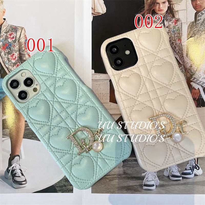 Dior Iphone 14 Case 13 Pro Max Leather Luxury Fashion Heart Logo 